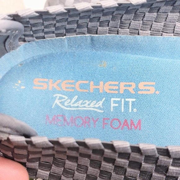Skechers 49025 Gray Relaxed Fit Memory Foam Leather & Weave Comfort Shoes SZ 10 - Picture 5 of 10